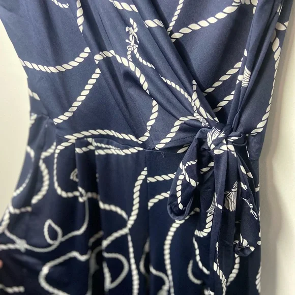 Nina Leonard Navy and White Rope Print Jumpsuit - Picture 3 of 8